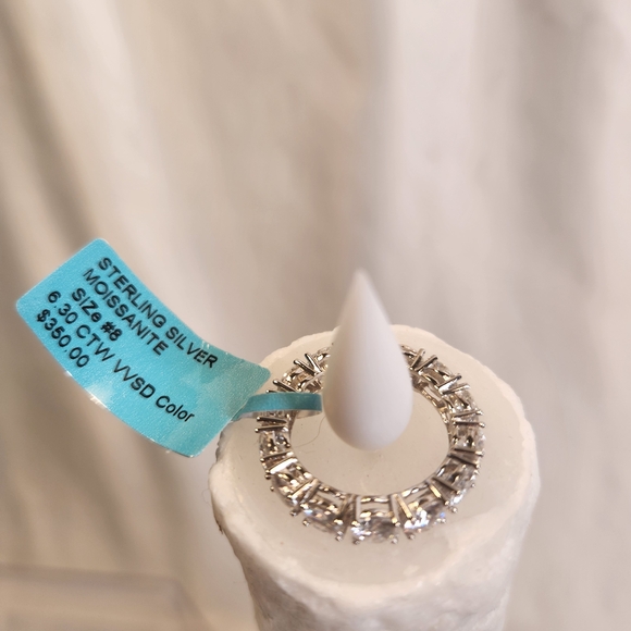 Moissanite And Sterling Silver Ring Size 8 - Picture 3 of 7